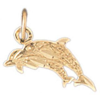 14K Gold Charm Pendant 0.5 Grams Nautical>Dolphins384 Necklace Jewelry