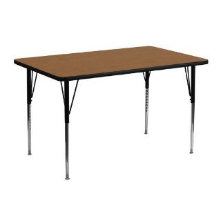 Flash Furniture XU A2448 REC OAK T A GG Rectangular Activity Table with Oak Thermal Fused Laminate Top/Standard Height Adjustable Legs   Folding Tables