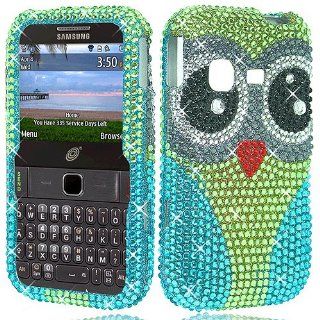 Blue Green Owl Bling Gem Jeweled Crystal Cover Case for Samsung SGH S390G Cell Phones & Accessories