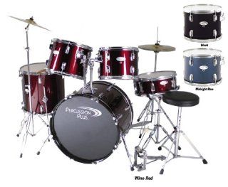 Percussion Plus 5 Piece Drum Kit   Wine Red Musical Instruments