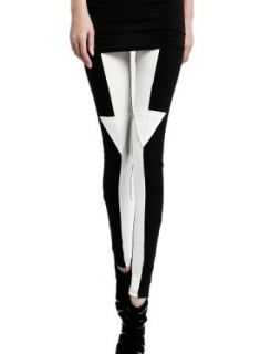 Pink Queen Hot Stylish Triangle Black and White Splice Leggings Stretchy Tights Pants