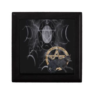 Wiccan pentacle with black cat gift box