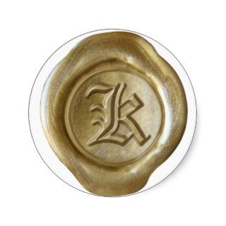 Wax Seal Monogram   Gold   Old English   Letter K Stickers