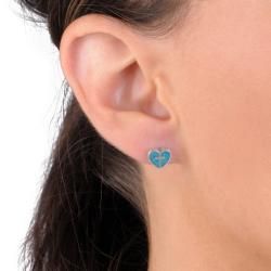 Tressa Sterling Silver Genuine Turquoise Heart Cross Stud Earrings Tressa Gemstone Earrings