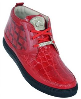 Fennix "3278" Genuine Alligator / Fennix Engraved Leather Hi Top Sneakers (10, Flame Red) Fashion Sneakers Shoes