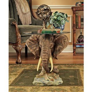 Lord Earl Houghton's Trophy Elephant Glass Topped Table   End Tables