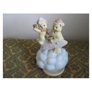 Twoo Littles Bears Riding A Star in the Clouds   Musical  Collectible Figurines  