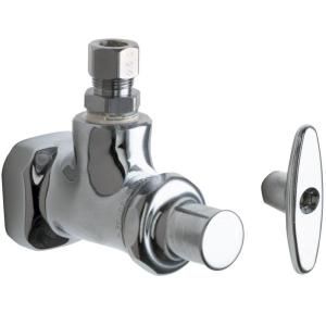 Chicago Faucets 1/2 in. NPT to 3/8 in. Compression Solid Brass Female to Female Angle Stop Fitting with Loose Key 1013 ABCP