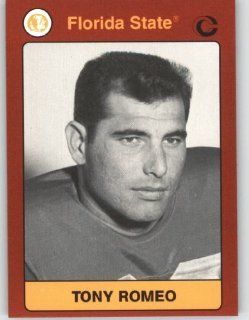 1990   1991 Florida State Collegiate Collection NCAA Football Trading Cards #103 Tony Romeo   FSU Seminoles Sports Collectibles