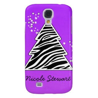 Purple Zebra Christmas Tree Galaxy S4 Cases