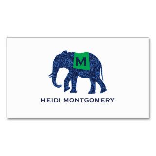BLUE TAPESTRY ELEPHANT MONOGRAM BUSINESS CARD