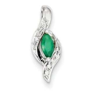 Emerald & Diamond Pendant in White Gold   14kt   Marquise Shape   Elegant GEMaffair Jewelry