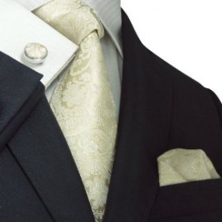 Landisun 403 Ivory Paisleys Mens Silk Tie Set Tie+Hanky+Cufflinks Exclusive at  Mens Clothing store