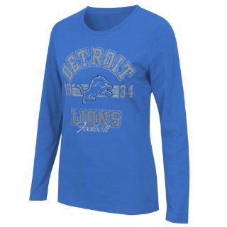 Detroit Lion shirt  Detroit Lions Ladies Illegal Formation Long Sleeve T Shirt   Light Blue  Sports Fan T Shirts  Sports & Outdoors