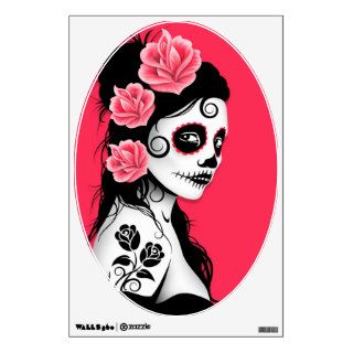 Day of the Dead Sugar Skull Girl   pink Room Graphics