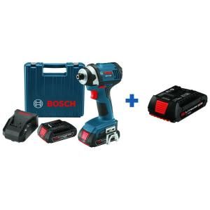 Bosch 18 Volt Lithium Ion 1/4 in. Impact Driver Kit with Free 18 Volt Lithium Ion Slim Pack Battery IDS181 02/BAT609