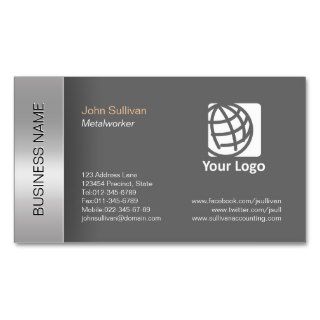 Metalworker Business Card Elegant Grey Border