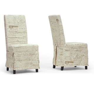 Baxton Studio Picard French Script Beige Linen Modern Dining Chairs (Set of 2) Baxton Studio Dining Chairs
