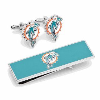 Miami Dolphins Cufflinks and Money Clip Gift Set 