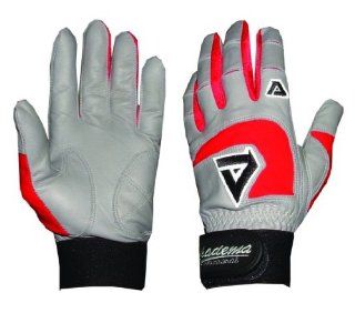Akadema   BGG406 XXL(Red)   Akadema Grey/Red Professional Batting Gloves XXL  Baseball Batting Gloves  Sports & Outdoors