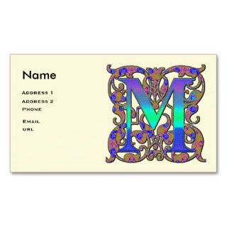 Ornate Letter M Profile Card Business Card Templates
