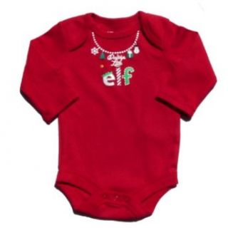 Holiday Time Infant Christmas Onesie Red Daddys Little Elf Creeper Shirt Clothing