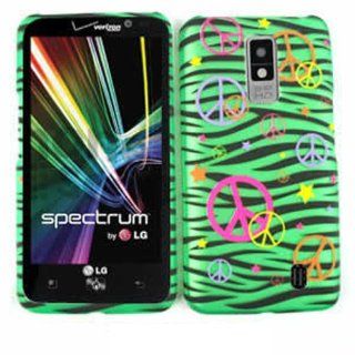 LG Spectrum vs920 Green Zebra, Hearts, Peace, Stars Snap on Cover Faceplate Cell Phones & Accessories