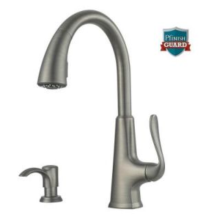 Pfister Pasadena Single Handle Pull Down Sprayer Kitchen Faucet with Soap Dispenser in Slate F 529 PDSL