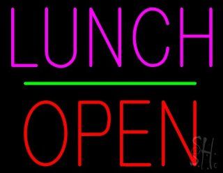 Lunch Block Open Green Line Neon Sign 24" Tall x 31" Wide x 3" Deep  Business And Store Signs 