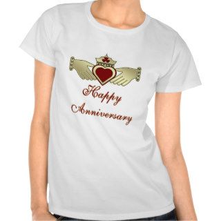 Gold Maroon Red Happy Anniversary Claddagh T Shirt