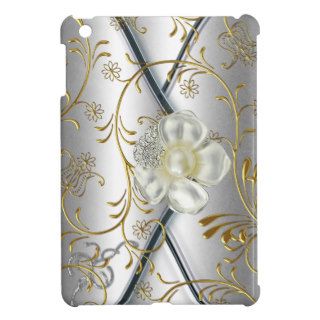 Elegant Damask Silver Cream Beige Gold Pearl iPad Mini Covers