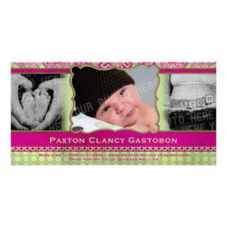 Whimsical Paisley urban & Hip Baby Announcement Personalized Photo Card