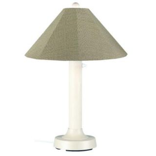 Patio Living Concepts Seaside 34 in. Outdoor White Table Lamp with Basil Linen Shade 31611