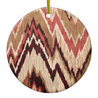Hipster Girly Brown Red Colorful  Zig Zag Pattern Ornament