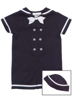 Rare Editions Infant Boys Sailor Suit with Hat   Navy 6 Months Clothing