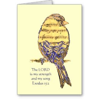 Lord is my Strength & Song Bible Scripture Bird Cards