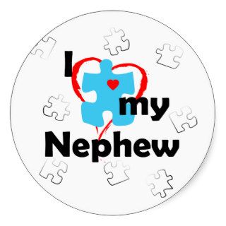 I Love My Nephew   Autism Round Sticker