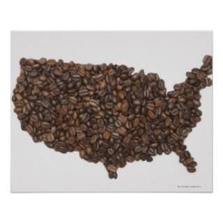 Map of America made of Coffee Beans Posters