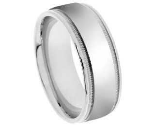 Men's Platinum 950 Matte Finish Milgraine 7mm Comfort Fit Wedding Band Ring American Set Co. Jewelry
