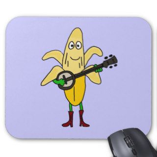 XX  Funny Banana Playing Banjo Cartoon Mousepad