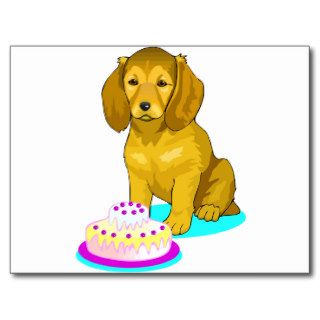 Happy Birthday Dog With Birthday Cake Post Card