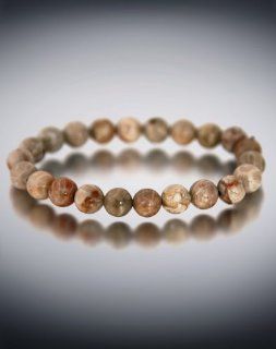DyOh Jewelry Collection   8mm Brown Fossil Coral Bead Bracelet DYOH209579GS (6 Inches) Jewelry