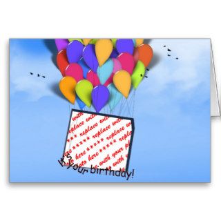 Birthday Balloons In the Sky Photo Frame Cards