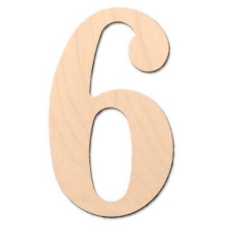 Design Craft MIllworks 8 in. Baltic Birch Classic Wood Number (6) 47176