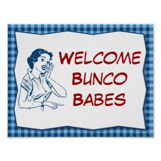 Retro Welcome Bunco Babes Sign Print