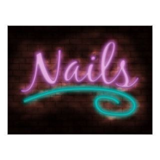 Neon Nails Sign Poster