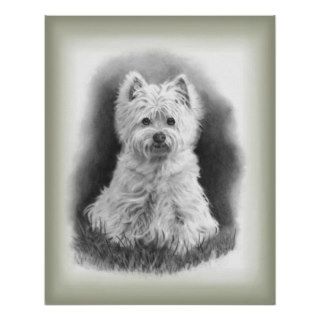 Westie Dog Realism Pencil Art Poster