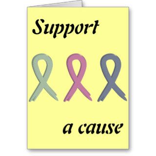 Support a Cause Three Ribbons Breast Cancer Awaren Cards