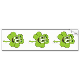 3 Leaf Clover Cartoon Bumper Sticker