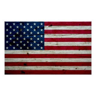 Cool Distressed American Flag Wood Rustic Print